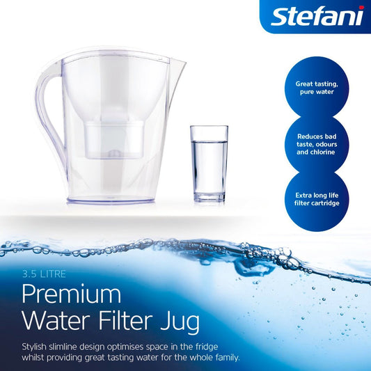 Stefani Water Filter Jug - 3.5L - BPA Free Plastic - Easy Change Filter – view 2 - Auzzistore