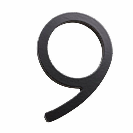 Sandleford House Number 9 - 75mm - Black - Galvanised Steel - Easy Install