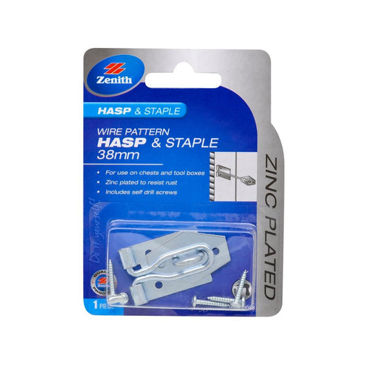 Zenith Hasp and Staple 38mm Zinc Plated Steel Lightweight Security Device - Auzzistore