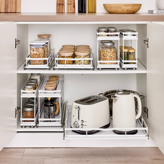 EzyStorage Förma 2-Tier Pull Out Drawer - 100 x 500mm - White - Smooth Sliding – view 2 - Auzzistore