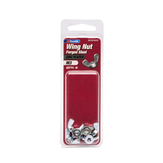 Zenith M3 Wing Nut Zinc Plated 6 Pack Forged Steel Easy Tightening - Auzzistore