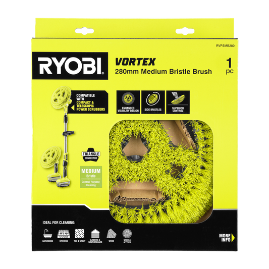 Ryobi Power Scrubber Brush - 280mm Medium Bristle - Effective Stain Removal – view 2