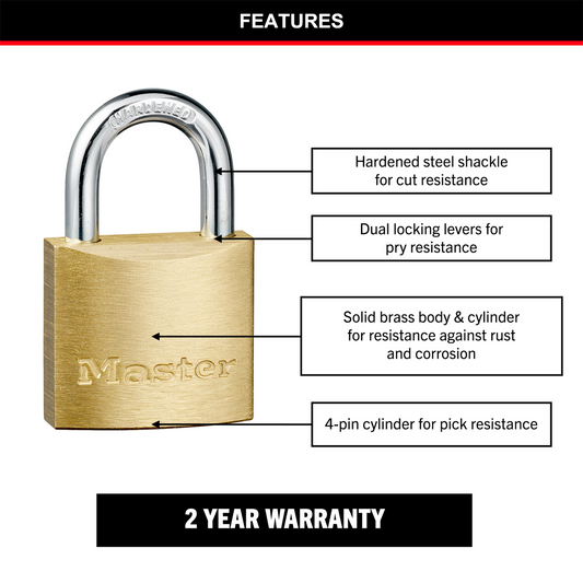 Master Lock 30mm Brass Keyed Padlock 4 Pack - Durable - Rust Resistant – view 2 - Auzzistore