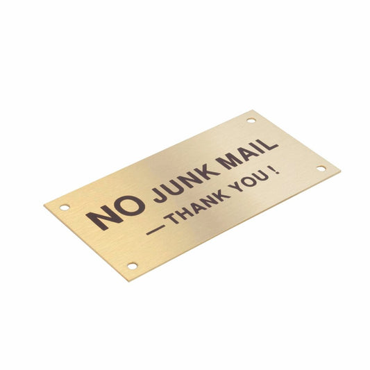 Sandleford Brass No Junk Mail Sign - 95 x 47mm - Rust-Resistant - Auzzistore