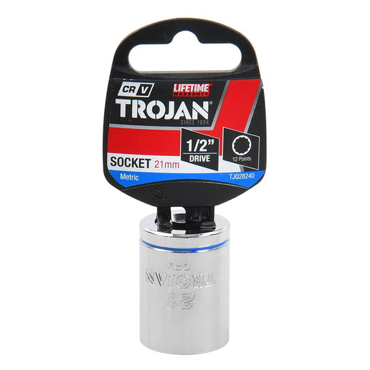Trojan 21mm Socket 1/2" Drive - Chrome Vanadium - 12-Point Design - Durable – view 2 - Auzzistore