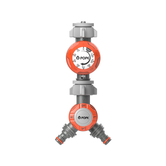 Pope 2 Hour Tap Timer - 2 Way Tap Outlet - 130mm x 265mm - Efficient Watering - Auzzistore