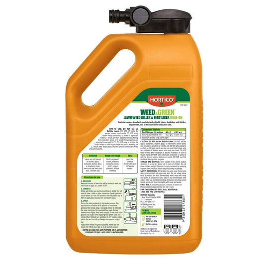 Hortico 2.8L Weed Green Hose On - Controls Weeds - Feeds Lawn - 182m² Coverage – view 2 - Auzzistore