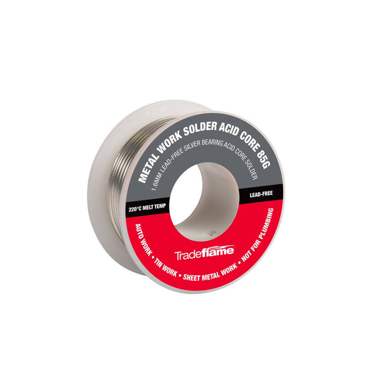 Tradeflame 85g Metal Solder Acid Core - Lead-Free - 1.6mm - Strong Joints - Auzzistore