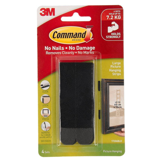 Command Picture Hanging Strips - Large Black - 4 Pack - Damage-Free
