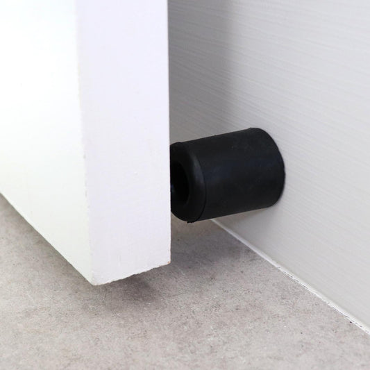 Adoored 36mm Black Round Rubber Door Stop - Durable - Prevents Damage