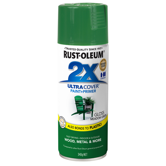 Rust-Oleum 2X Ultra Cover Gloss Meadow Green Spray Paint 340g Durable Finish - Auzzistore