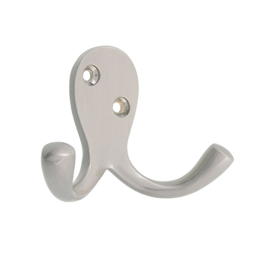Zenith Double Robe Hook - 30mm Solid Brass - Durable - Brushed Nickel