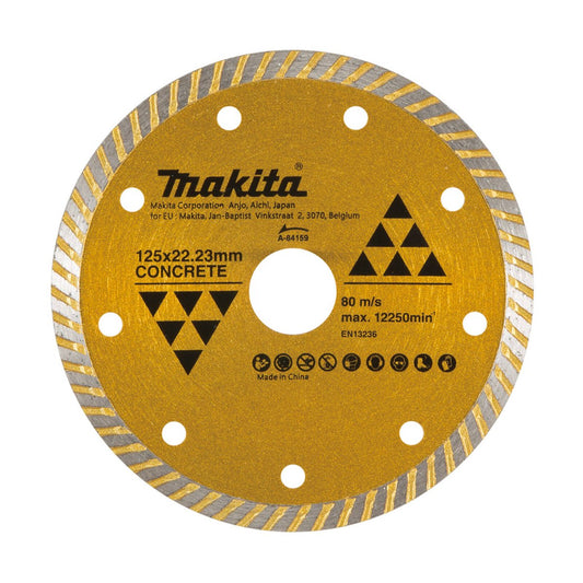 Makita 125mm Diamond Blade Turbo A-84159 - Solid Diamond Disc - Efficient Cutting - Auzzistore