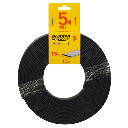 Moroday Black Rectangle Rubber Roll 15x1.5mm 5m EPDM Durable Sealing - Auzzistore