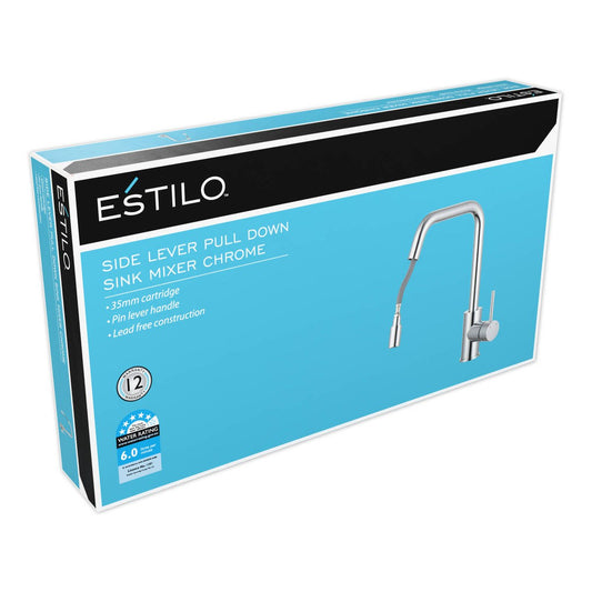Estilo 35mm Chrome Side Lever Pull Down Sink Mixer - Ergonomic Handle - WELS 5 Star – view 2