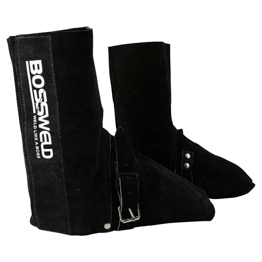 Bossweld Leather Welding Spats - 220mm - Heavy-Duty Leather - Adjustable