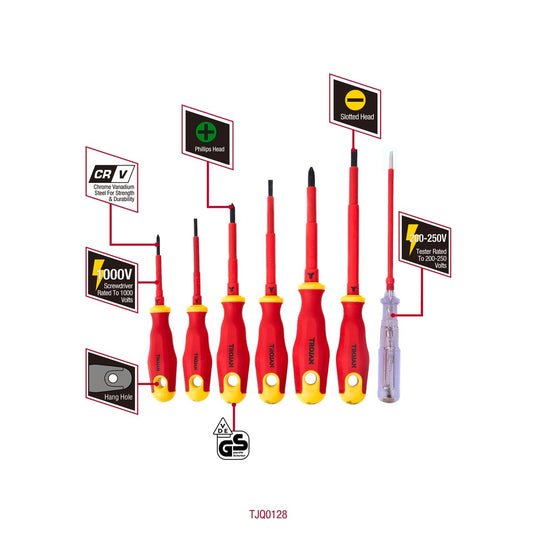 Trojan 7 Piece VDE Screwdriver Set - Insulated Handles - Red and Black – view 2