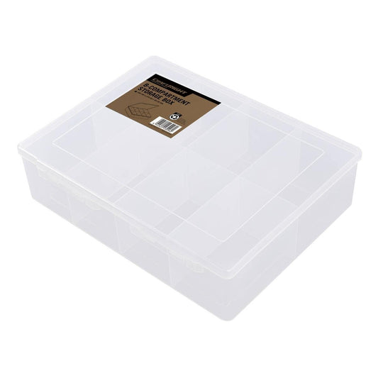Craftright 8 Compartment Storage Box Organiser - Clear Polypropylene - Durable - Auzzistore
