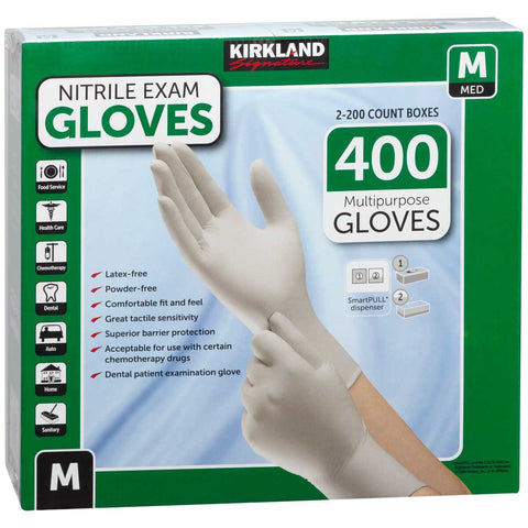 Kirkland Signature Medium Nitrile Exam Gloves 2 x 200 Count - Auzzistore