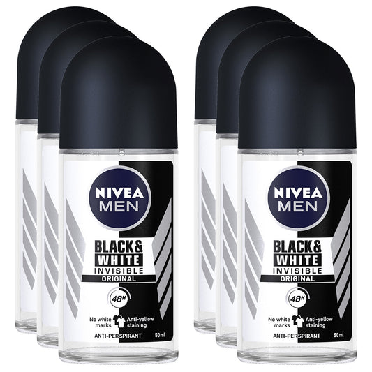 NIVEA Men Anti Perspirant Roll-On Deodorant 12 x 50 ml Black And White