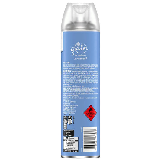 Glade Clean Linen Air Freshener Aerosol - 400g - Freshens Living Space – view 2 - Auzzistore