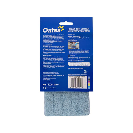 Oates Microfibre Wet Mop Refill - 140mm x 155mm - Microfibre - Machine Washable – view 2