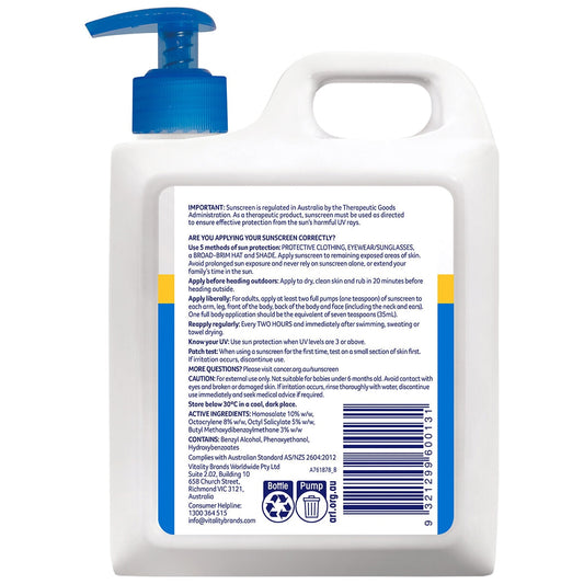 Cancer Council Ultra Sunscreen SPF 50+ 1L - Water Resistant, Fragrance Free – view 2