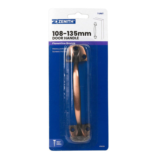 Zenith Door Handle - Heavy Duty - 146mm Zinc Alloy - Florentine Bronze - Auzzistore