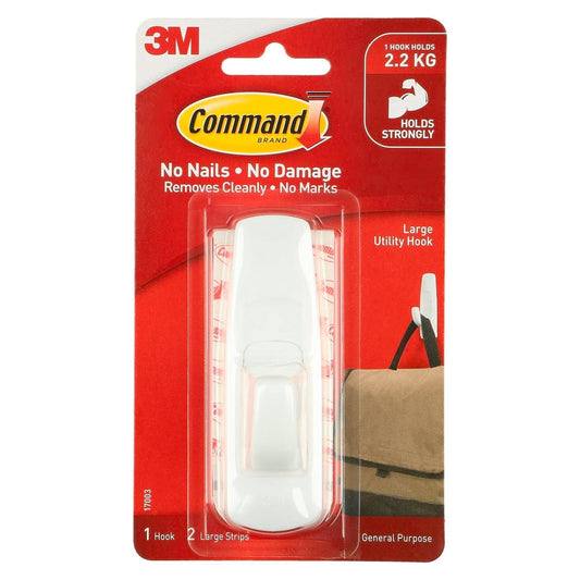 Command Large Hook - Adhesive - 1 Pack - Plastic - Damage-Free Hanging