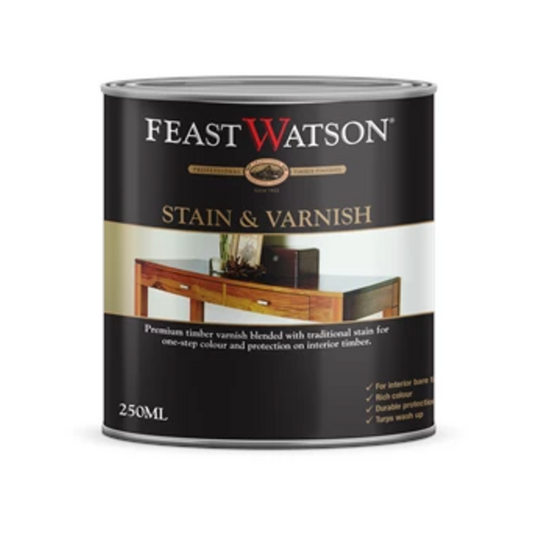 Feast Watson Satin Black Japan Stain and Varnish 250ml Oil Based Durable - Auzzistore