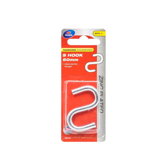 Zenith S Hook - 50 x 6mm - Zinc Plated Steel - Corrosion Resistant