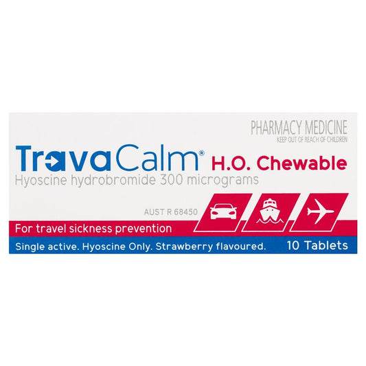Travacalm Travel Sickness HO - 10 Chewable Tablets for Easy Relief - Auzzi Store