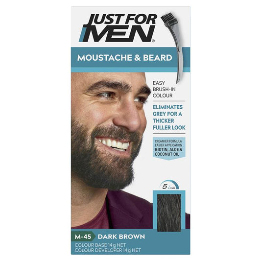 Just for Men Moustache & Beard Colour M-45 Dark Brown 28g - Easy Grey Coverage-Auzzi Store