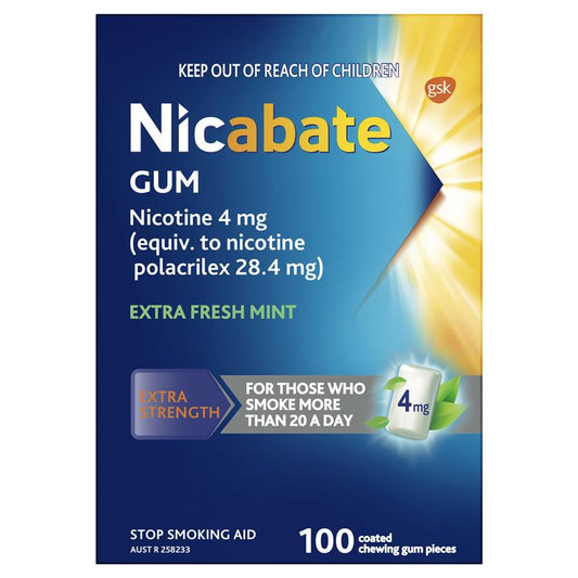 Nicabate Gum 4mg Extra Fresh 100 Pieces - Effective Smoking Cessation Aid - Auzzi Store