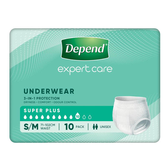 Depend Super Plus Unisex Underwear S/M 10 Pack – Maximum Protection – view 2 - Auzzistore