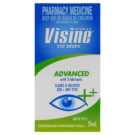 Visine Advanced Relief Eye Drops 15mL - Soothing Relief for Red, Dry Eyes-Auzzi Store