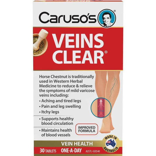 Caruso's Veins Clear – Varicose Vein Relief Supplement, 30 Tablets