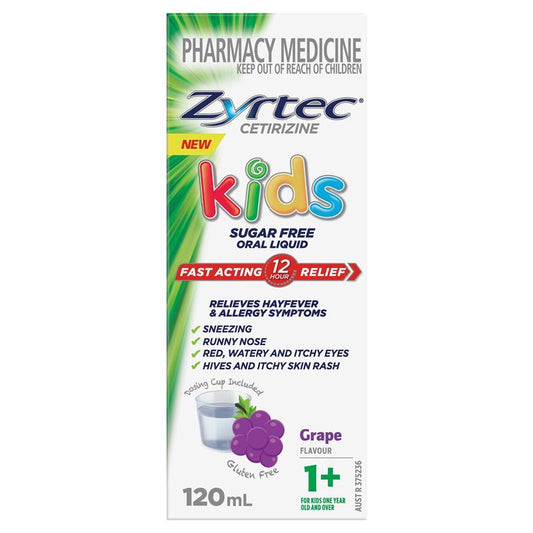 Zyrtec Kids Antihistamine Allergy & Hayfever Oral Liquid - Grape 120mL – view 2 - Auzzistore