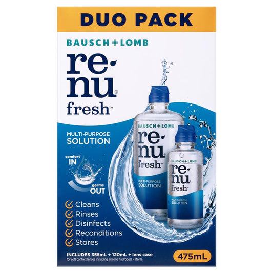 Bausch & Lomb Renu Fresh Multi-Purpose Solution Duo Pack - 355ml + 120ml-Auzzi Store