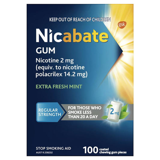 Nicabate Gum 2mg Extra Fresh 100 Pieces - Gentle Smoking Cessation Support - Auzzi Store