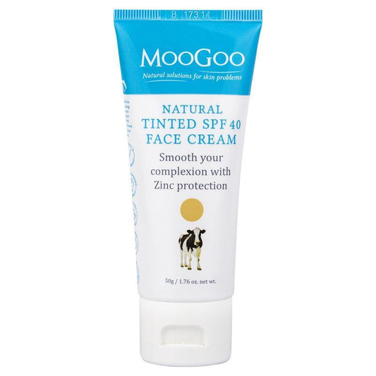MooGoo Natural Tinted SPF40 Face Cream 50g - Smooth & Protect Your Skin