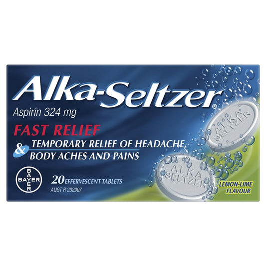 Alka-Seltzer Lemon-Lime Effervescent Tablets 20 Pack - Fast Pain Relief-Auzzi Store