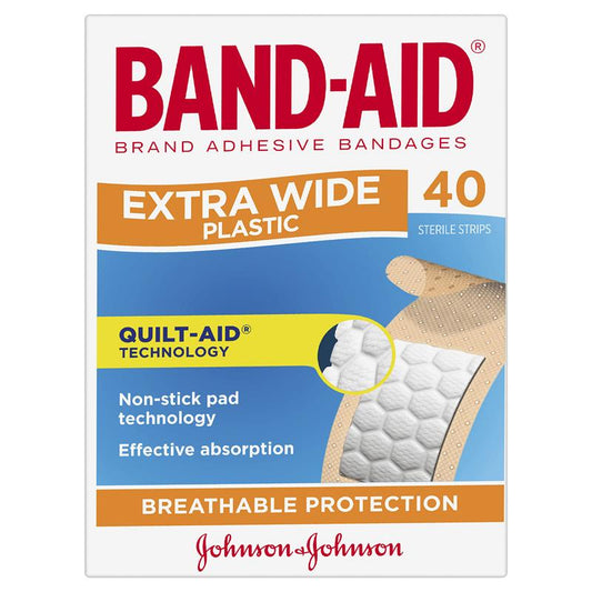 Band-Aid Extra Wide Plastic Strips 40 Pack - Ultimate Wound Protection - Auzzi Store