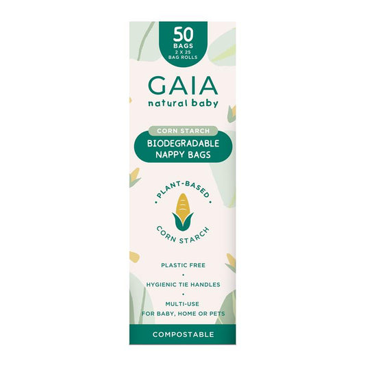 Gaia Natural Baby Biodegradable Nappy Bags 50 Pack - Eco-Friendly & Compostable – view 2