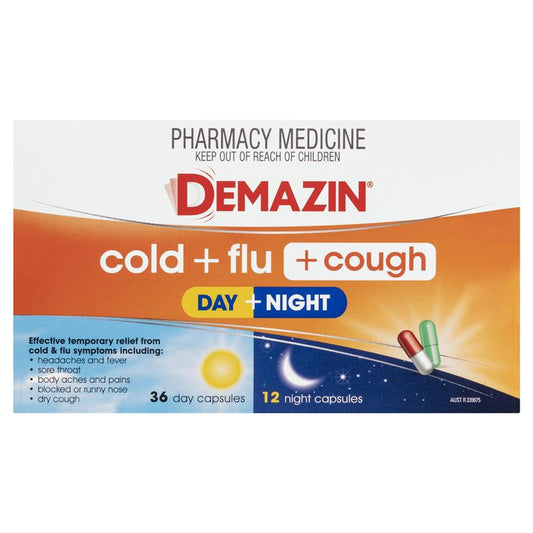 Demazin Cold + Flu + Cough Day + Night 48 Capsules - Comprehensive Relief – view 2