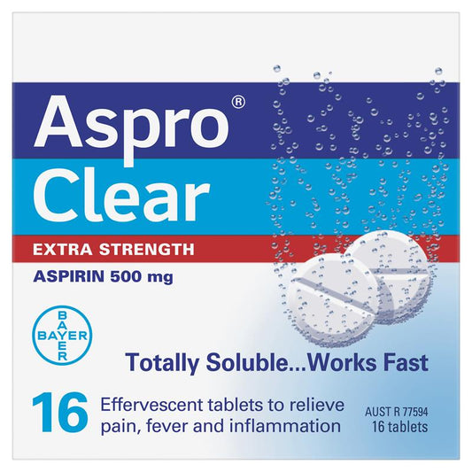 Aspro Clear Extra Strength Pain Relief 16 Soluble Tablets - Fast Acting Pain Relief-Auzzi Store