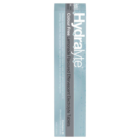 Hydralyte Electrolyte Effervescent Tablets - Colour Free Lemonade - 20 Tablets - Auzzi Store