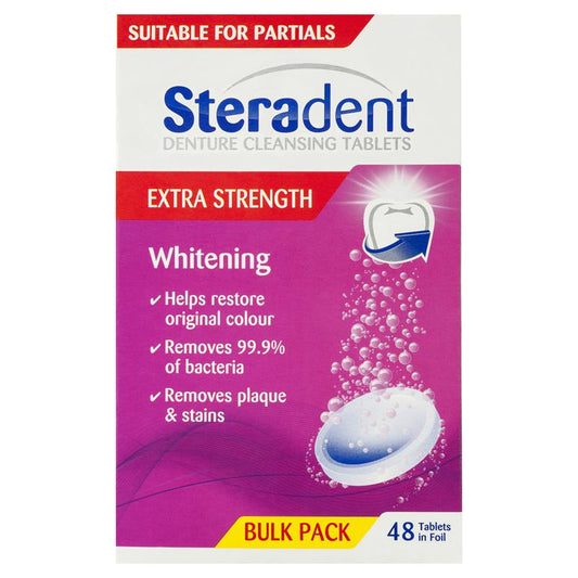 Steradent Extra Strength Denture Care Cleansing Tablets - Whitening (48 Pack)-Auzzi Store