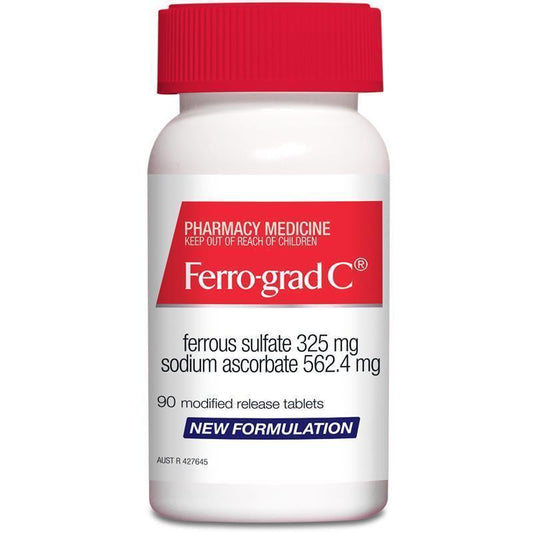 FERRO-GRAD Iron & Vitamin C 90 Tablets - Combat Fatigue & Boost Energy