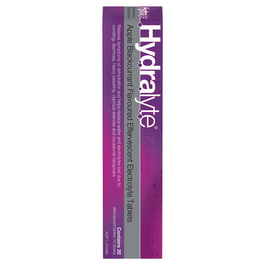 Hydralyte Electrolyte Effervescent Tablets - Apple Blackcurrant (20 Tablets)-Auzzi Store